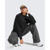 image:imageG4Free Flurrylux Womens Cropped Crewneck Sweatshirts Fleece Lined Loose Fit Pullover Fall Clothes Casual TopsBlack
