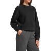 image:imageG4Free Flurrylux Womens Cropped Crewneck Sweatshirts Fleece Lined Loose Fit Pullover Fall Clothes Casual TopsBlack