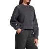 image:imageG4Free Flurrylux Womens Cropped Crewneck Sweatshirts Fleece Lined Loose Fit Pullover Fall Clothes Casual TopsDark Gray