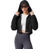 image:imageG4Free Flurrylux Womens Fleece Lined Cropped Jackets Cotton Zip Up Hoodies with Pockets Thermal SweatshirtBlack