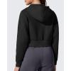 image:imageG4Free Flurrylux Womens Fleece Lined Cropped Jackets Cotton Zip Up Hoodies with Pockets Thermal SweatshirtBlack