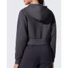 image:imageG4Free Flurrylux Womens Fleece Lined Cropped Jackets Cotton Zip Up Hoodies with Pockets Thermal SweatshirtDark Gray