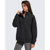 image:imageG4Free Flurrylux Womens Fleece Lined Sweatshirts Half Zip Dropped Shoulder Oversized Pullover Loose FuzzyBlack