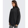 image:imageG4Free Flurrylux Womens Fleece Lined Sweatshirts Half Zip Dropped Shoulder Oversized Pullover Loose FuzzyBlack