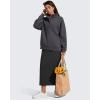 image:imageG4Free Flurrylux Womens Fleece Lined Sweatshirts Half Zip Dropped Shoulder Oversized Pullover Loose FuzzyDark Gray