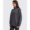 image:imageG4Free Flurrylux Womens Fleece Lined Sweatshirts Half Zip Dropped Shoulder Oversized Pullover Loose FuzzyDark Gray