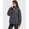 image:imageG4Free Flurrylux Womens Fleece Lined Sweatshirts Half Zip Dropped Shoulder Oversized Pullover Loose FuzzyDark Gray