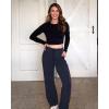 image:imageG4Free Smoofit Modal Soft Wide Leg Sweatpants Yoga Pants with Pockets Drawcord Casual Lounge PantsDark Navy