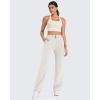 image:imageG4Free Smoofit Modal Soft Wide Leg Sweatpants Yoga Pants with Pockets Drawcord Casual Lounge PantsIvory
