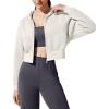 image:imageG4Free Flurrylux Womens Fleece Lined Cropped Jackets Cotton Zip Up Hoodies with Pockets Thermal SweatshirtDusty Taupe