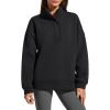 image:imageG4Free Flurrylux Womens Fleece Lined Sweatshirts Half Zip Dropped Shoulder Oversized Pullover Loose FuzzyBlack