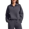 image:imageG4Free Flurrylux Womens Sweatshirts Fleece Lined Quarter Zip Mock Neck Pullover Winter Fashion Outfits ClothesDark Gray