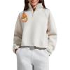 image:imageG4Free Flurrylux Womens Sweatshirts Fleece Lined Quarter Zip Mock Neck Pullover Winter Fashion Outfits ClothesDusty Taupe