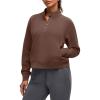 image:imageG4Free Smoofit Modal Soft Womens Sweatshirts HalfZip Pullover Mock Neck Casual Tops with PocketsDark Coffee