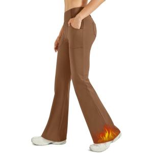 image:imageG4Free Fleece Lined Leggings Women Yoga Dress Pants with 4 Pockets Stretchy Work Pants Business Casual 293133Dark Coffee