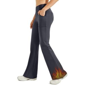image:imageG4Free Fleece Lined Leggings Women Yoga Dress Pants with 4 Pockets Stretchy Work Pants Business Casual 293133Grey