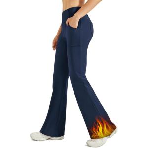 image:imageG4Free Fleece Lined Leggings Women Yoga Dress Pants with 4 Pockets Stretchy Work Pants Business Casual 293133Navy