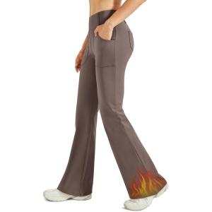image:imageG4Free Fleece Lined Leggings Women Yoga Dress Pants with 4 Pockets Stretchy Work Pants Business Casual 293133Taupe