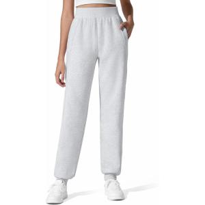 image:imageG4Free Flurrylux Cotton Fleece Lined Joggers for Women High Waist Sweatpants Winter Pants Warm Casual Lounge WorkoutLight Heather