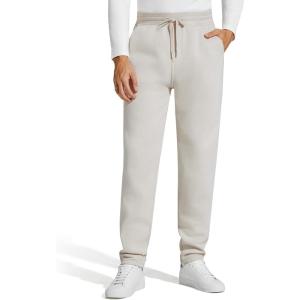 image:imageG4Free Flurrylux Men Fleece Lined Sweatpants Drawstring Cotton Warm Straight Leg Casual Track Pants with PocketsDusty Taupe