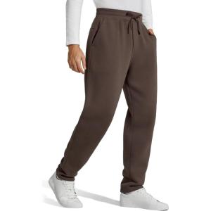 image:imageG4Free Flurrylux Men Fleece Lined Sweatpants Drawstring Cotton Warm Straight Leg Casual Track Pants with PocketsTerracotta Brown