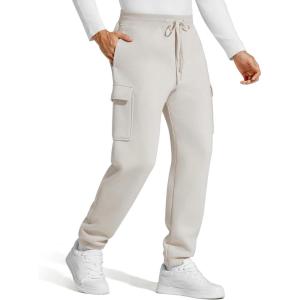 image:imageG4Free Flurrylux Mens Fleece Lined Joggers Cargo Pants Cotton Warm Drawstring Sweatpants with 4 PocketsDusty Taupe