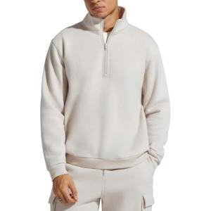 image:imageG4Free Flurrylux Mens Fleece Lined Sweatshirts Half Zip Pullover Cotton Stand Collar Fashion Hoodies Fall WinterDusty Taupe