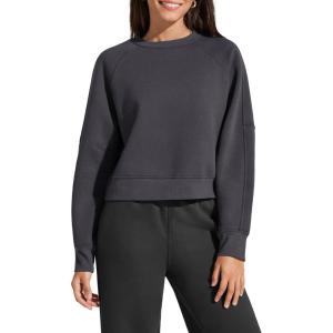 image:imageG4Free Flurrylux Womens Cropped Crewneck Sweatshirts Fleece Lined Loose Fit Pullover Fall Clothes Casual TopsDark Gray