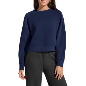 image:imageG4Free Flurrylux Womens Cropped Crewneck Sweatshirts Fleece Lined Loose Fit Pullover Fall Clothes Casual TopsRoyal Blue