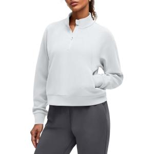 image:imageG4Free Smoofit Modal Soft Womens Sweatshirts HalfZip Pullover Mock Neck Casual Tops with PocketsLight Gray
