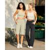 image:imageG4Free Capri Pants for Women 14 Knee Length Wide Leg Yoga Capris Dressy Casual Summer Crop Pants with PocketsApricot