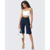 image:imageG4Free Capri Pants for Women 14 Knee Length Wide Leg Yoga Capris Dressy Casual Summer Crop Pants with PocketsDark Navy