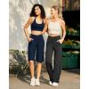 image:imageG4Free Capri Pants for Women 14 Knee Length Wide Leg Yoga Capris Dressy Casual Summer Crop Pants with PocketsDark Navy