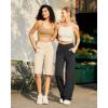 image:imageG4Free Capri Pants for Women 14 Knee Length Wide Leg Yoga Capris Dressy Casual Summer Crop Pants with PocketsLight Khaki