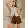 image:imageG4Free EverGoing Dressy Casual Shorts for Women 5 High Waisted Summer Lounge Pleated Shorts with PocketsDark Coffee