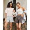 image:imageG4Free EverGoing Dressy Casual Shorts for Women 5 High Waisted Summer Lounge Pleated Shorts with PocketsLight Grey