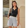image:imageG4Free EverGoing Dressy Casual Shorts for Women 5 High Waisted Summer Lounge Pleated Shorts with PocketsLight Grey