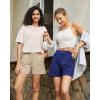 image:imageG4Free EverGoing Dressy Casual Shorts for Women 5 High Waisted Summer Lounge Pleated Shorts with PocketsLight Khaki