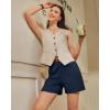 image:imageG4Free EverGoing Dressy Casual Shorts for Women 5 High Waisted Summer Lounge Pleated Shorts with PocketsNavy