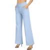 image:imageG4Free Wide Leg Pants for Women Loose Yoga Pants with Pockets PetiteRegularTall Stretch Casual Lounge PantsBaby Blue