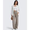image:imageG4Free Wide Leg Pants for Women Loose Yoga Pants with Pockets PetiteRegularTall Stretch Casual Lounge PantsKhaki Stripe