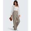 image:imageG4Free Wide Leg Pants for Women Loose Yoga Pants with Pockets PetiteRegularTall Stretch Casual Lounge PantsKhaki Stripe