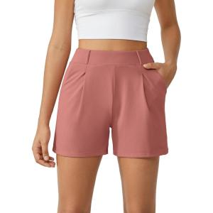 image:imageG4Free EverGoing Dressy Casual Shorts for Women 5 High Waisted Summer Lounge Pleated Shorts with PocketsCameo