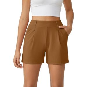 image:imageG4Free EverGoing Dressy Casual Shorts for Women 5 High Waisted Summer Lounge Pleated Shorts with PocketsCoca Mocha