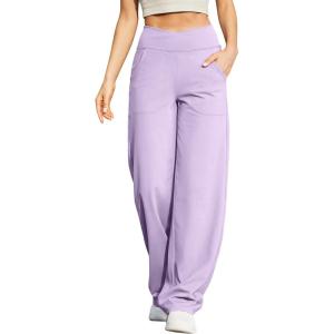 image:imageG4Free Wide Leg Pants for Women Loose Yoga Pants with Pockets PetiteRegularTall Stretch Casual Lounge PantsLavender