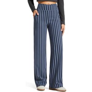 image:imageG4Free Wide Leg Pants for Women Loose Yoga Pants with Pockets PetiteRegularTall Stretch Casual Lounge PantsNavy Stripe