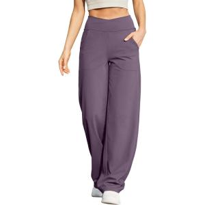 image:imageG4Free Wide Leg Pants for Women Loose Yoga Pants with Pockets PetiteRegularTall Stretch Casual Lounge PantsPotent Purple