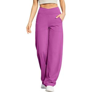 image:imageG4Free Wide Leg Pants for Women Loose Yoga Pants with Pockets PetiteRegularTall Stretch Casual Lounge PantsRaspberry Purple