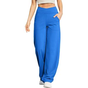 image:imageG4Free Wide Leg Pants for Women Loose Yoga Pants with Pockets PetiteRegularTall Stretch Casual Lounge PantsStrong Blue