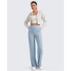 image:imageG4Free Womens Ribbed Knit Wide Leg Pants with Pockets Lightweight Stretchy Yoga Pants Casual LoungeBlue Willow